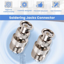 2 Pcs BNC Male Plug to UHF SO239 Female RF Coaxial RF Connector