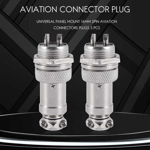 Universal Panel Mount 16mm 2Pin Aviation Connectors Plugs 5 Pcs 1