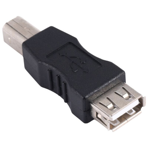 USB-Printeradapter Type A Female - Type B Male Zwart Zilverkleurig