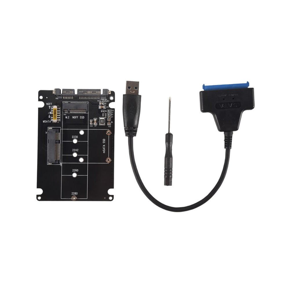 Photos - Card Reader / USB Hub M.2 NGFF or MSATA to 3.0 Adapter USB 3.0 to 2.5 Hard Disk 2 in 1 Converter Reader Card with Cable for PC Laptop