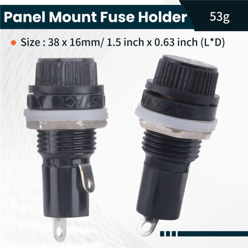 10Pcs 10A AC 250V 5mm x 20mm Panel Mounted Plastic Fuse Holder Socket 1