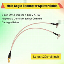 8 Pouces SMA Femelle à Y Type 2 X TS9 Angle Mâle Connecteur Splitter Combiner Cable, Or et Argent
