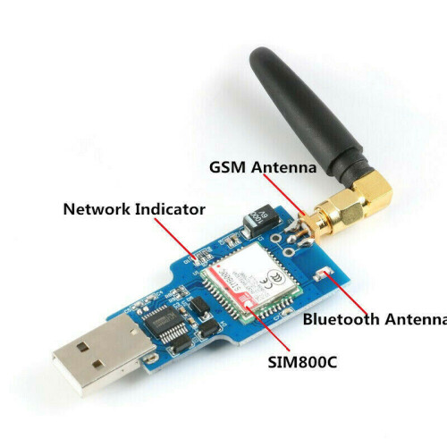 USB to GSM Module Quad-Band GSM GPRS SIM800C Module for  SMS Messaging with Antenna 1