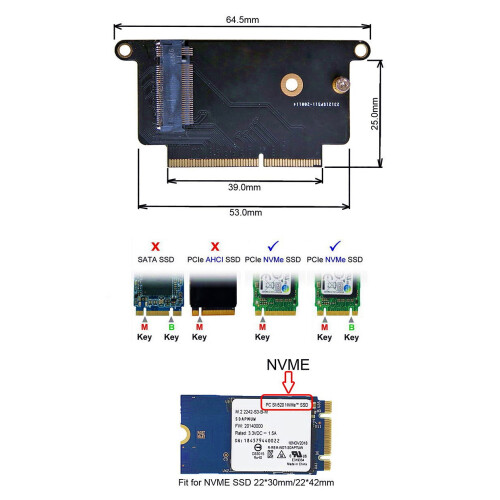 SSD-HåRddiskadapterkort M.2 NVME Till för   PRO A1708 SSD-HåRddiskadapterkort 1