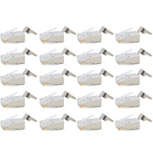 20 Pcs Cat6/6A RJ45 Pass Through Modular Plugs, Shielded (STP) External Ground Connector,EZ Crimp