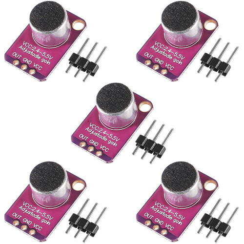 5Pcs GY-MAX4466 Electret Microphone Amplifier MAX4466 Module Adjustable Gain Breakout Board for
