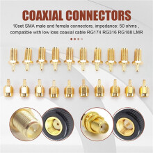 10 StüCke SMA MäNnliche und Weibliche Koaxial Stecken Verbinder und Crimper für SMA-RG174 RG316 WiFi Antennen VerläNgerungs Kabel
