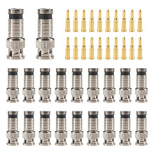 20 StüCk BNC Kompression Stecker 75 Ohm Koppler mit Kupfer Stift für RG58-59 Crimper Video Stecker VerläNgerung Koaxial Kabel