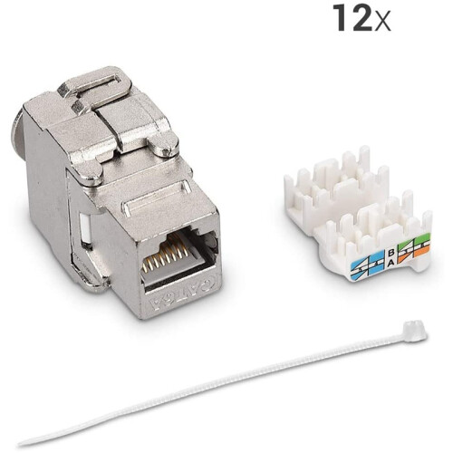 Module Jacks - 12 Piece CAT6A Shielded  Jack RJ45 Cat 6A Ethernet Module 10 Gbit with Metal Housing 2