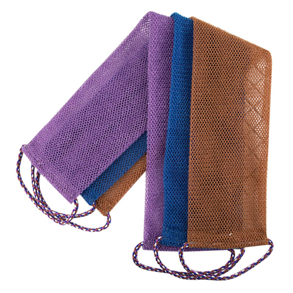 Exfoliating Bath Towel Set with Long Strip Back Scrubber for Gentle Skin Cleansing, 3pcs Durable Nylon