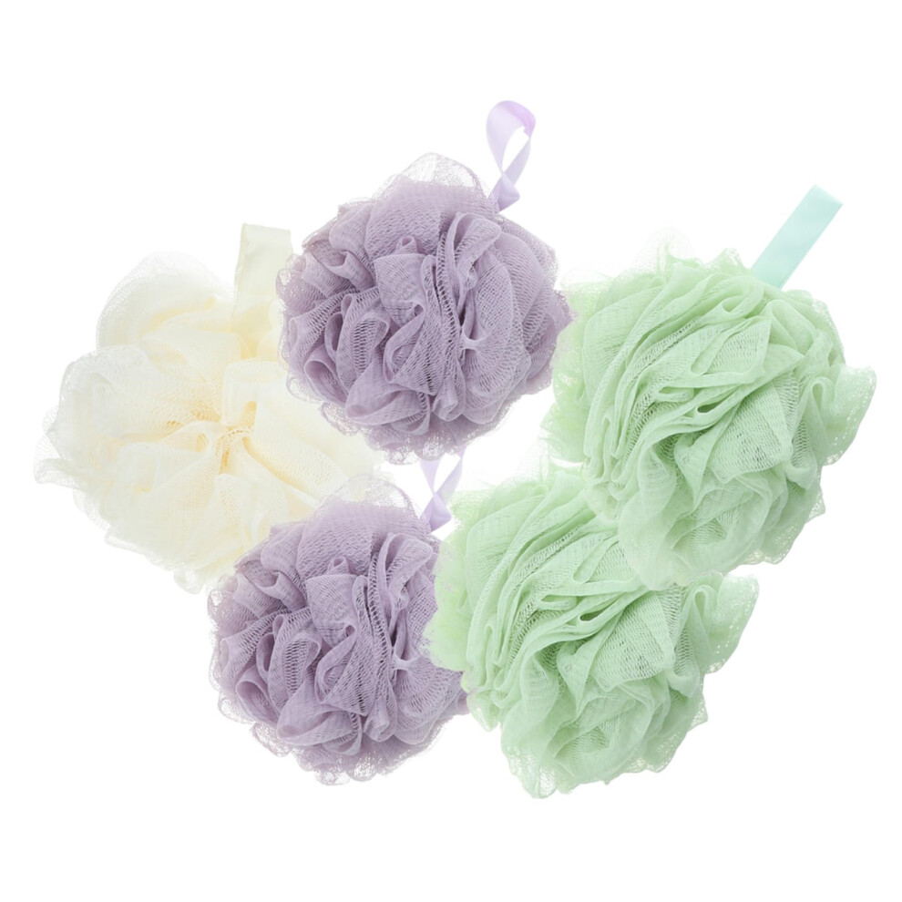 5pcs Bath Loofah Shower Pouf with Hanging Rope for Rich Foam and Gentle Skin Care
