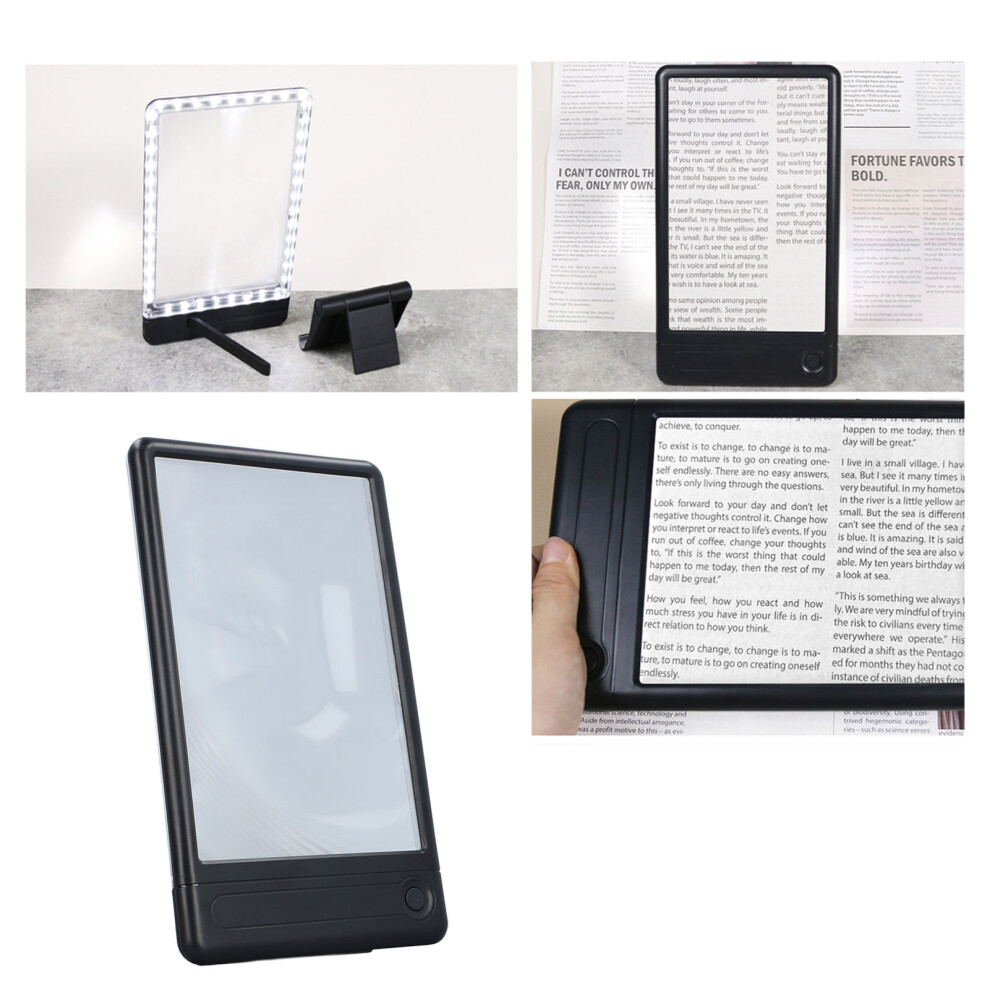 5X LED Reading Magnifier with Stand, Full Page, 43 Brightness LEDs