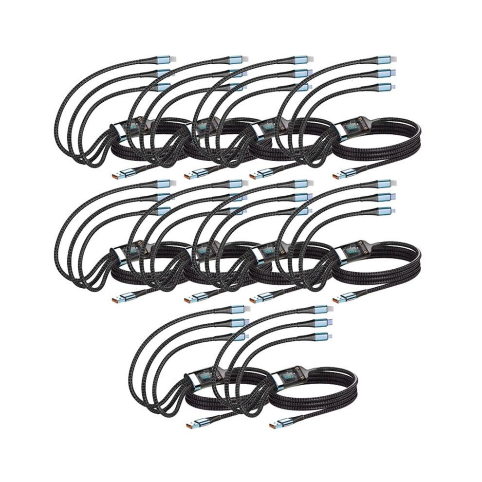 100W Fast Charging Cable Multi Charger Cable Nylon Braided Multiple Usb Universal 3-In-1 Charging Cord Adapter 10 Pieces 6034255901281