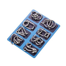 8pcs Metal Brain Teaser Puzzle Set, Durable Wire IQ Challenge Game for Adults and Travel Use