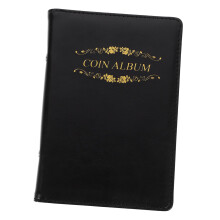 120 Coin Collection Album PU Leather Storage Book with Transparent Pages for Collectors