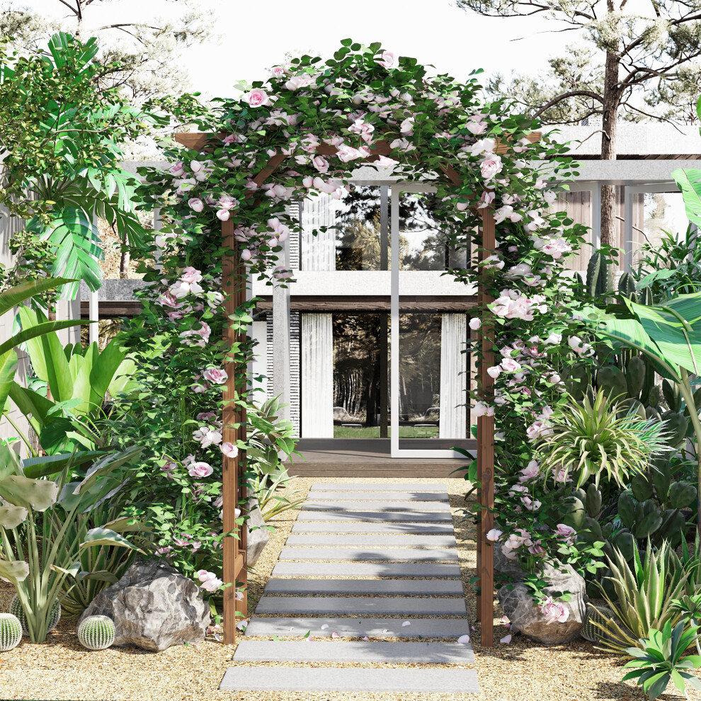 Outsunny Wooden Garden Arbor, Arch Trellis For Climbing Vines
