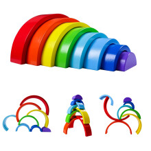 Wooden Rainbow Stacker 8Layer Montessori Wooden Toys for Toddlers Boosts Creative Play Skills