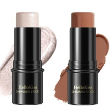 2Pcs Waterproof Cream Contour Stick with Highlighter and Bronzer for Long Lasting Face Sculpting