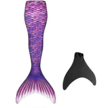 (M, Purple) Adults Kids Reinforced Swimming Mermaid Tail – Monofin Included for Water Fun