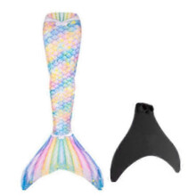 (S, Iridescent) Adults Kids Reinforced Swimming Mermaid Tail – Monofin Included for Water Fun