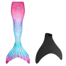 (M, Gradient pink) Adults Kids Reinforced Swimming Mermaid Tail – Monofin Included for Water Fun