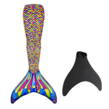 (XS, Colorful) Adults Kids Reinforced Swimming Mermaid Tail – Monofin Included for Water Fun