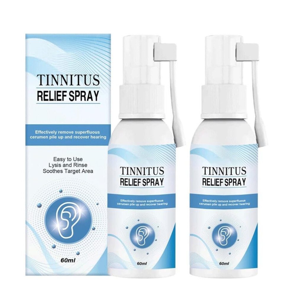 Tinnitus Relief Spray 2 Pack, Natural Herbal Formula for Ear Ringing Relief and Hearing Support