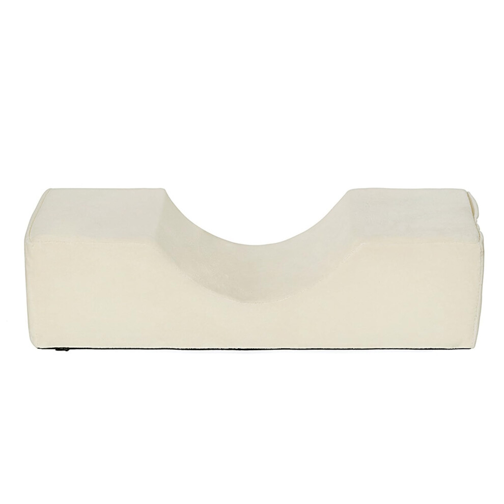 Lash Extension Pillow with Ergonomic UShaped Memory Foam, PU Leather, Side Pockets, Light Gray