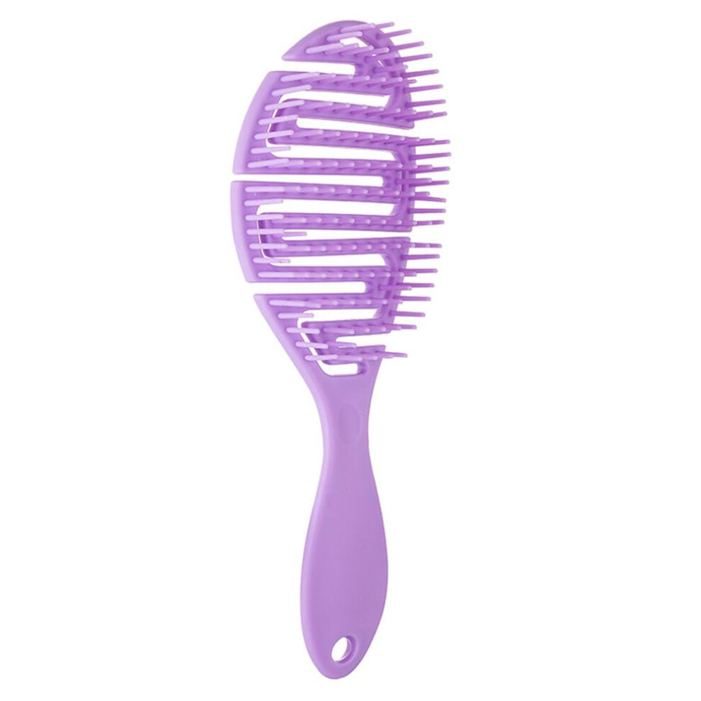 Purple Curved Vented Blow Dry Brush With Nylon Bristles For Fast Drying And Smooth Detangling,