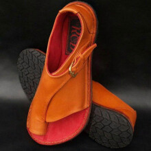 (40,Orange)Womens Flat Sandals Open Toe Buckle Strap Beach Shoes Anti-slip Breathable for Summer