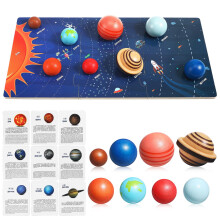 Solar System Puzzle for Kids Wooden Planet Learning Toy Educational Space Game STEM Classroom