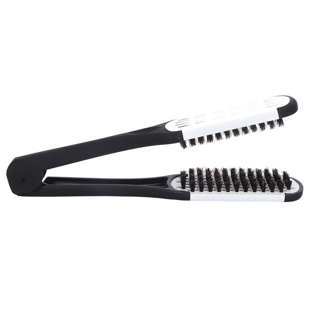 Black/White Beard Straightening Brush For Men With Dualsided Styling, Ergonomic Handle, Frizz Control,