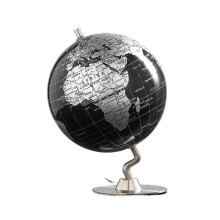 Retro Antique World Globe with 360 Rotation, Matte Noir Finish Desktop Globe for Office Decor