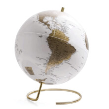 Gold World Globe for Desk with Clear Geographic Details and Stable Metal Base, Acrylic Map