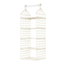 (Four Layer, Beige) Foldable Clothing Organizing Rack with Multi-Layer Hangable Clothes Finishing Basket for Hat Clothing
