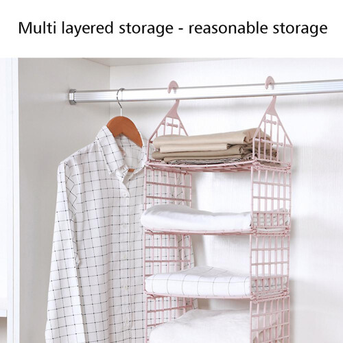 (5 Layer,Grey)Foldable Clothing Organizing Rack with Multi-Layer Hangable Clothes Finishing Basket for Hat Clothing 2