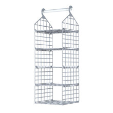 (Four Layer, Grey) Foldable Clothing Organizing Rack with Multi-Layer Hangable Clothes Finishing Basket for Hat Clothing