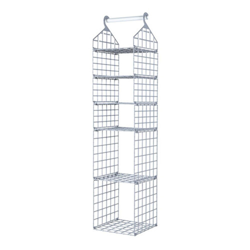 (5 Layer,Grey)Foldable Clothing Organizing Rack with Multi-Layer Hangable Clothes Finishing Basket for Hat Clothing