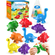 Alphabet Learning Toys Dinosaur ABC Matching Game for Toddlers, Montessori Educational Set with Bag