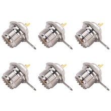 6X UHF Female SO239 Jack Bulkhead Solder Panel Mount RF Straight Connector,Silver