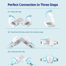 2 set LED Light Strip Connectors 4 Pin RGB LED Lights Connectors,Gapless Connectors,L Shape Connectors