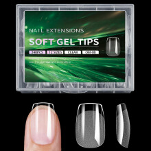 (style8) Multipurpose Clear Almond Nail Tips 240 Gel Acrylic ExtensionsFull Cover 12 Sizes for Home Use Manicure Multicolor