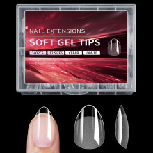(style10) Multipurpose Clear Almond Nail Tips 240 Gel Acrylic ExtensionsFull Cover 12 Sizes for Home Use Manicure Multicolor
