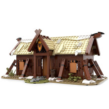 Viking Longhouse Building Kit 640pcs Authentic Medieval Village Blocks Compatible with Set
