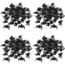 200X Plastic Black Spider Trick Toy Halloween Haunted House Prop Decor