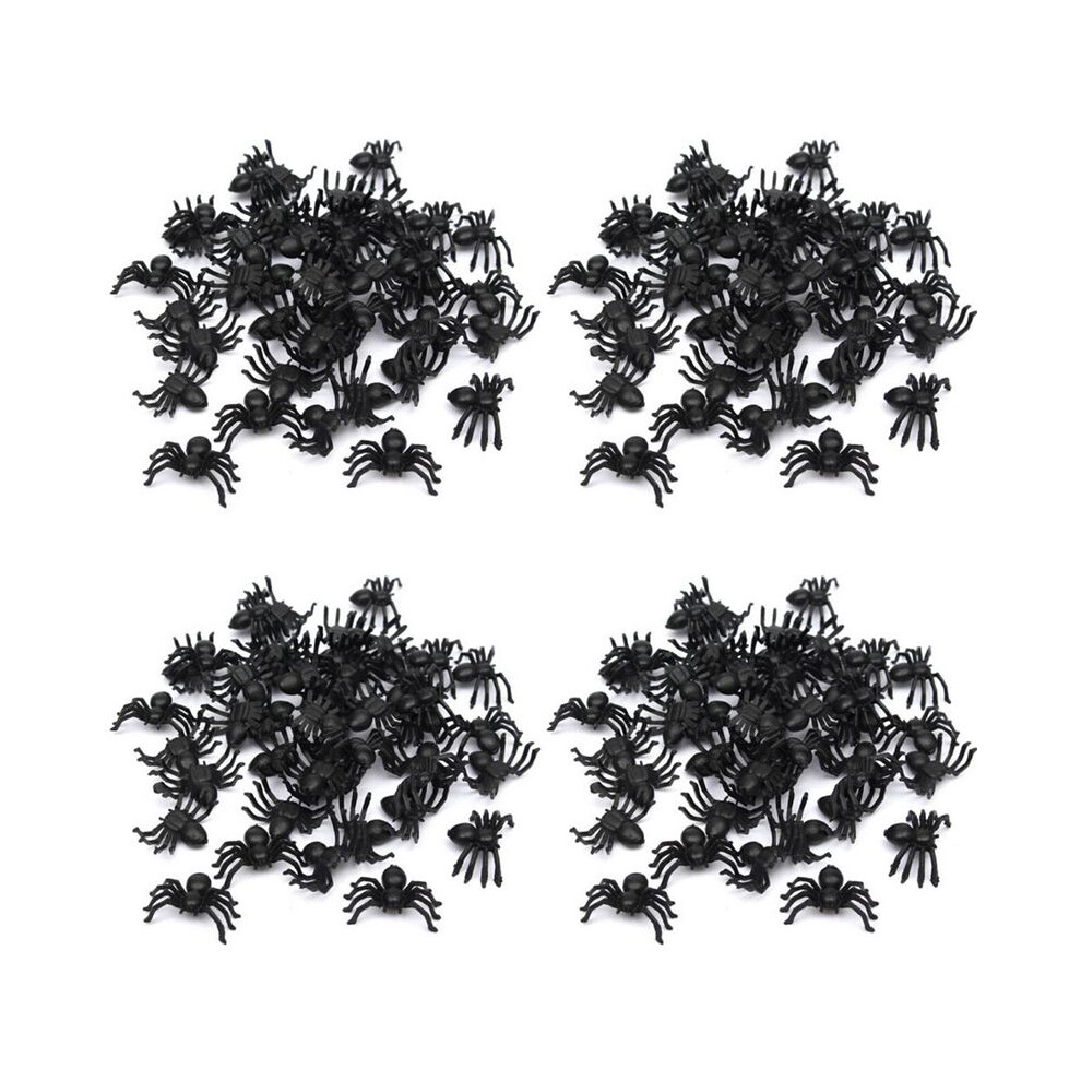 200X Plastic Black Spider Trick Toy Halloween Haunted House Prop Decor 6031625897663