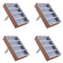 4X Sunglasses Display Glasses Cases 4 Grids Sunglasses Display Box Glasses Display Jewelry Organizer Tray - Brown