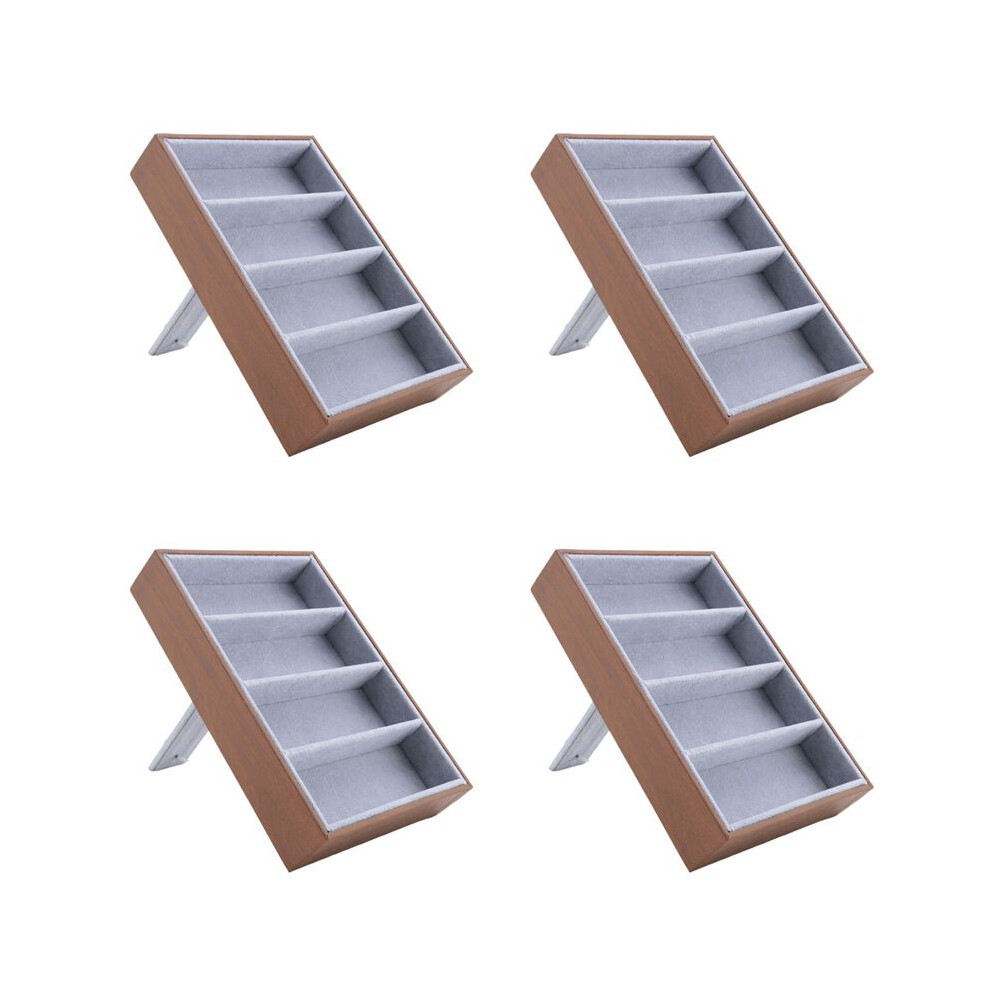 4X Sunglasses Display Glasses Cases 4 Grids Sunglasses Display Box Glasses Display Jewelry Organizer Tray - Brown