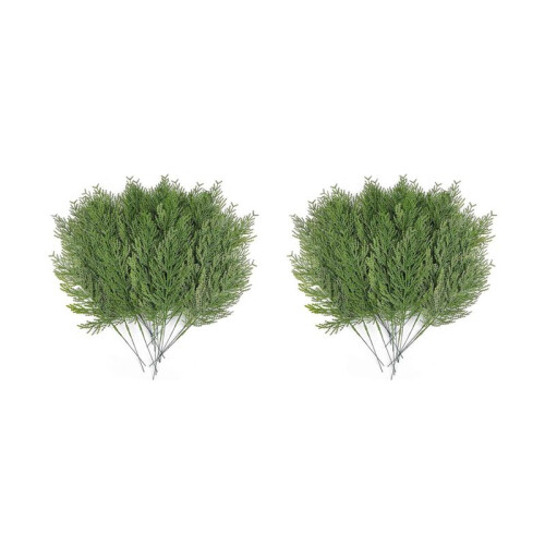 80 Pcs Artificial Cedar Sprigs Faux Cedar Spray Branches Cedar Cypress Stems Pine Picks Plastic Greenery Christmas DIY 1