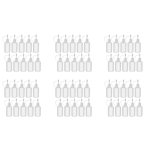 60Pcs 30Ml Plastic Squeezable Tip Applicator Bottle Refillable Dropper Bottles with Needle Tip Caps for Glue DIY